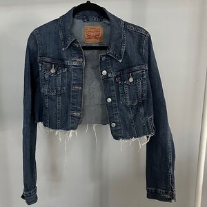 Levi's Women's Distressed Dark Blue Jean Jacket